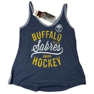 CCM Buffalo Sabres NHL Womens Tank Top Navy Blue Gray NWT Size Small